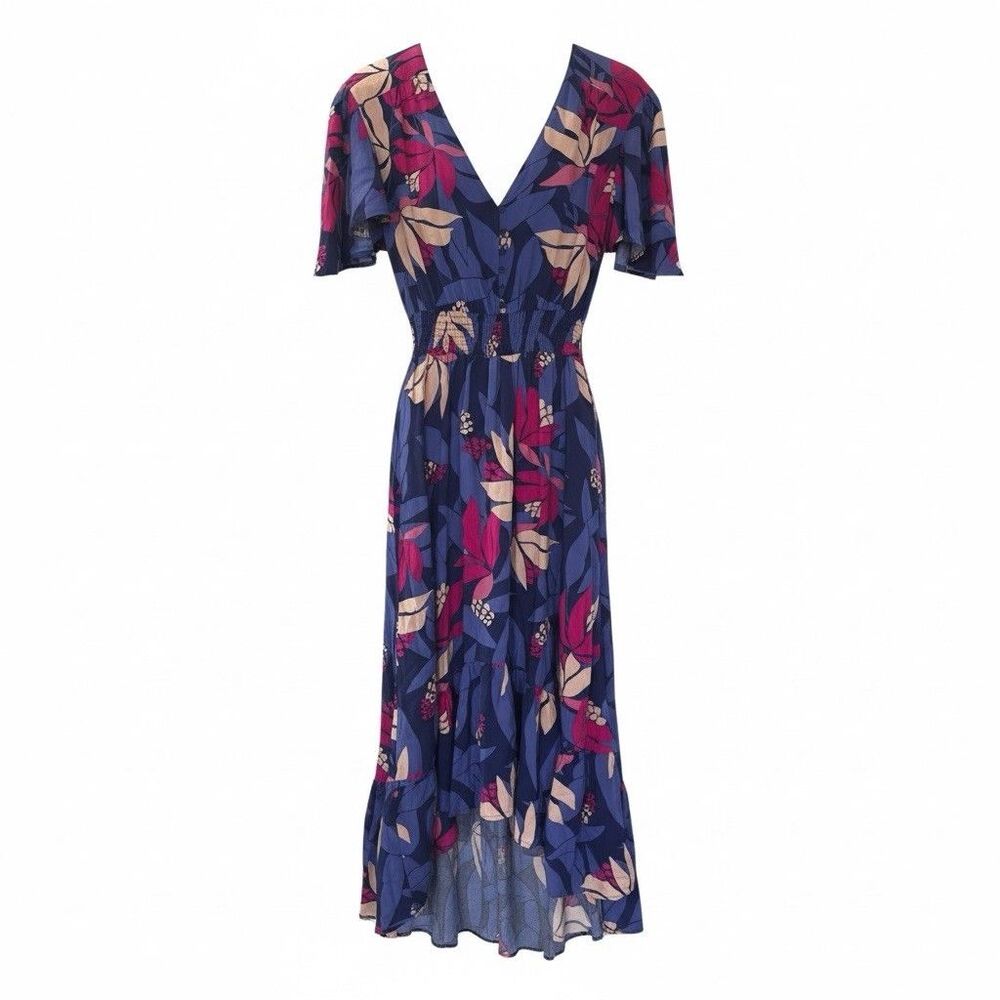 Abel the Label Anthropologie Floral Midi Dress M CottageCore Garden Party Boho